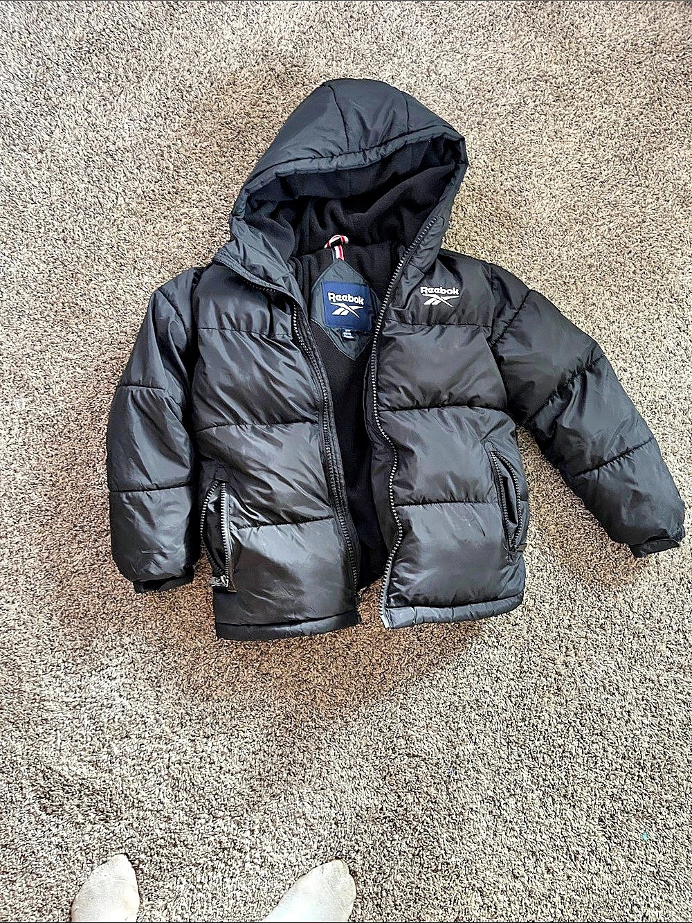 Reebok Kids Medium 10/12 Black Hooded Puffer Coat